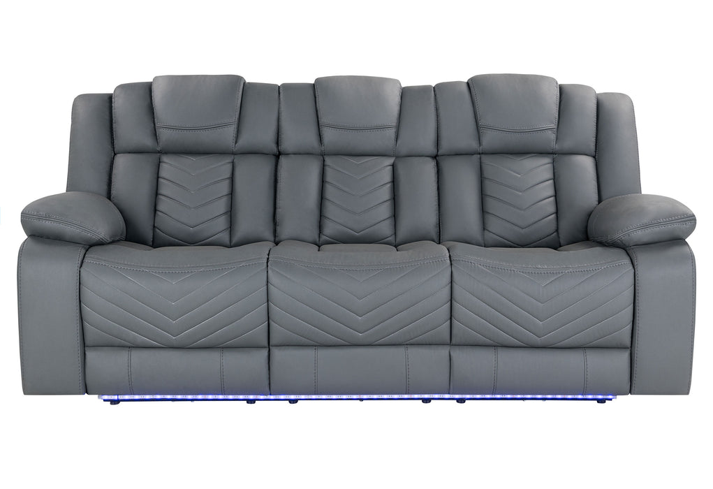 U7068 GREY 10 PWR REC SOFA/PWR CON REC LOVESEAT WITH LED - De Avenue Furniture