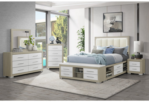 EMMA NATURAL/WHITE QUEEN BED GROUP - De Avenue Furniture
