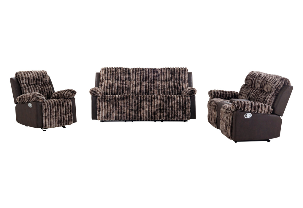 U6028 BROWN RECLINING SOFA/CONSOLE RECLINING LOVESEAT/GLIDER RECLINER - De Avenue Furniture