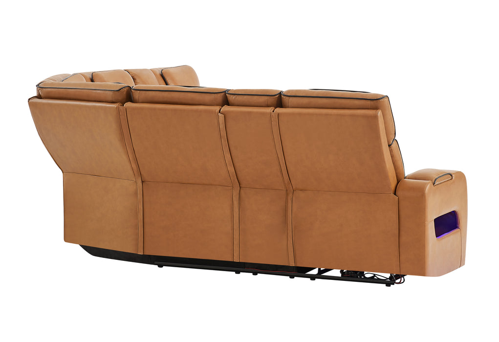 U8611 CAMEL SECTIONAL WITH POWER HEADREST, CONTINUOUS LED AND SPEAKER - De Avenue Furniture