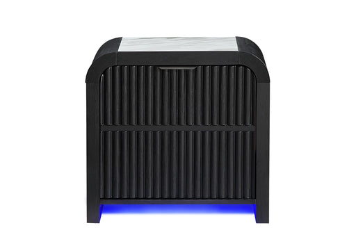 BECKETT WHITE/BLACK NIGHTSTAND WITH LED, COOLER AND SPEAKER - De Avenue Furniture