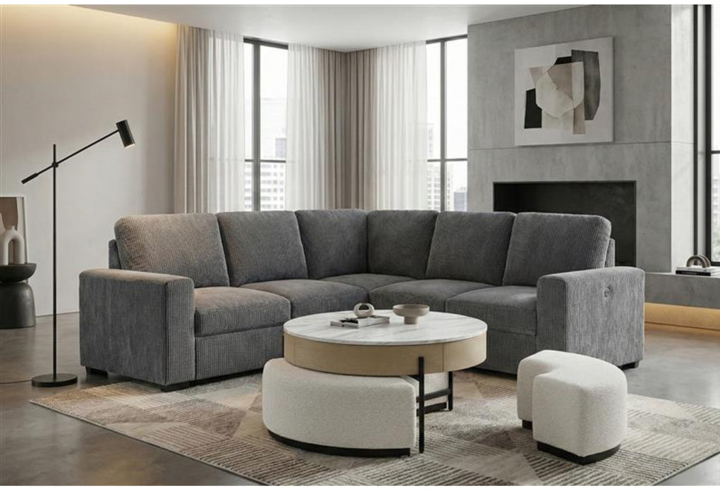 T42 NATURAL COFFEE TABLE WITH 3 STOOLS - De Avenue Furniture