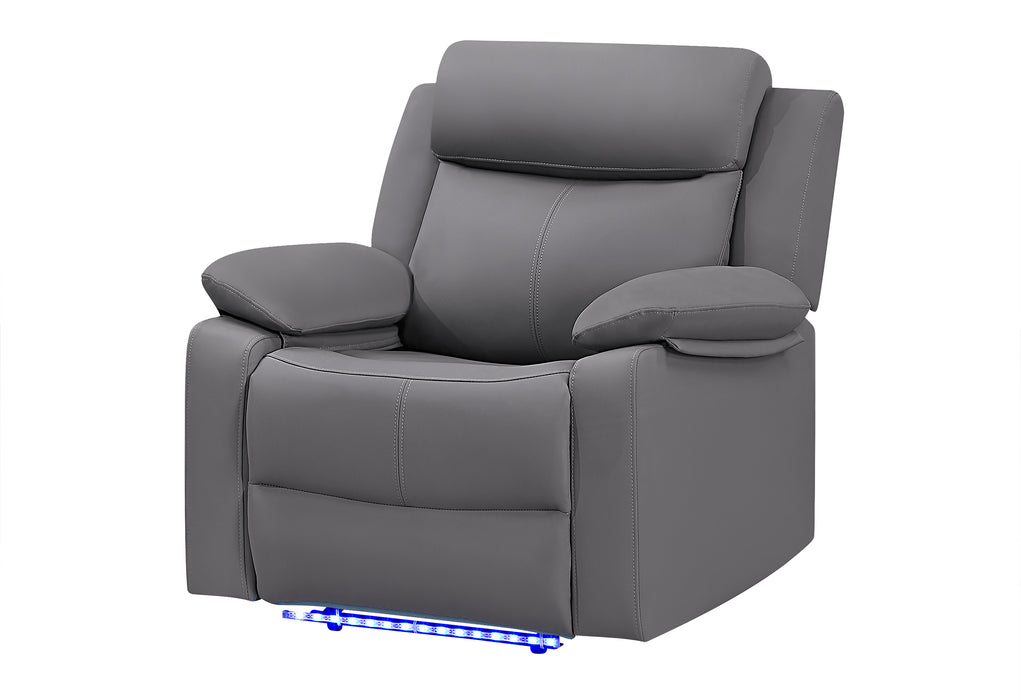 U6026 GREY PU 46A GLIDER RECLINER WITH LED - De Avenue Furniture