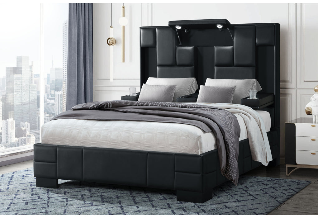 OSCAR BLACK QUEEN BED NO WOOD TRIM - De Avenue Furniture