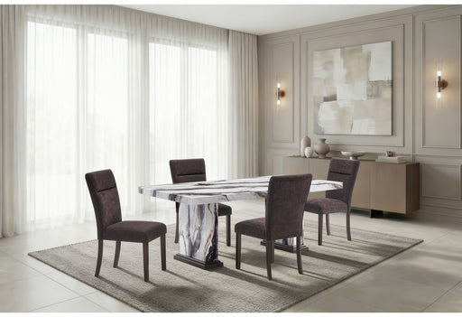 D8212 DINING TABLE WITH 6 D8212 DINING CHAIRS BROWN - De Avenue Furniture