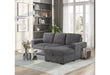 U2660 GREY L SOFA BED SECTIONAL WITH PULLOUT - De Avenue Furniture