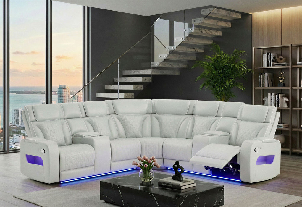 U8611 BLANCHE SILVER SECTIONAL WITH LED - De Avenue Furniture