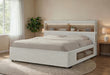 SADIE BEIGE QUEEN BED WITH STORAGE - De Avenue Furniture