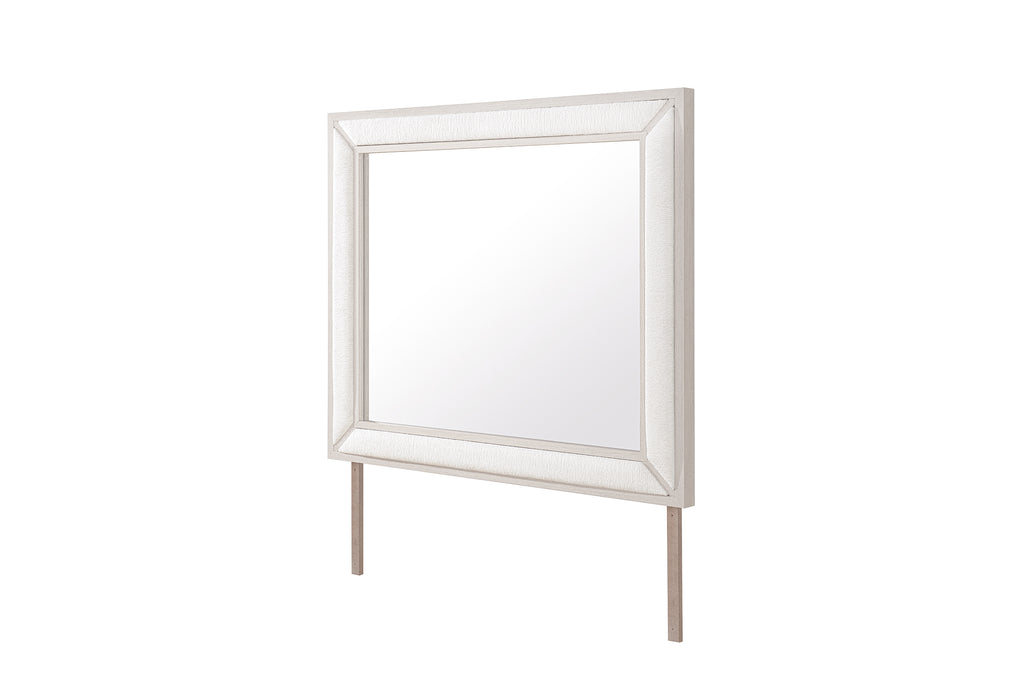 CLARA BEIGE UPHOLSTERED MIRROR - De Avenue Furniture