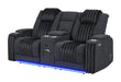 U8000 BLACK PWR CONSOLE REC LOVESEAT W/PHR, LED AND SPEAKER - De Avenue Furniture