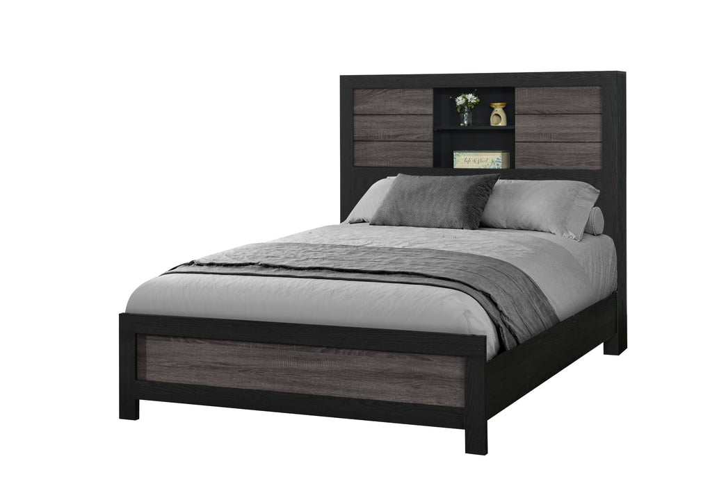 LISBON GREY/BLACK BOOKCASE FULL BED GROUP - De Avenue Furniture