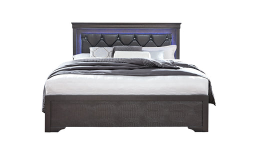 POMPEI METALLIC GREY KING BED WITH LED - De Avenue Furniture
