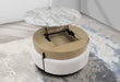 T42 NATURAL COFFEE TABLE WITH 3 STOOLS - De Avenue Furniture