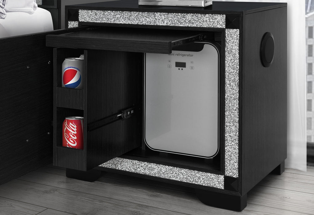 SOLEIL CHARCOAL NIGHTSTAND WITH COOLER AND SPEAKER - De Avenue Furniture