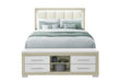EMMA NATURAL/WHITE QUEEN BED WITH LED AND USB - De Avenue Furniture