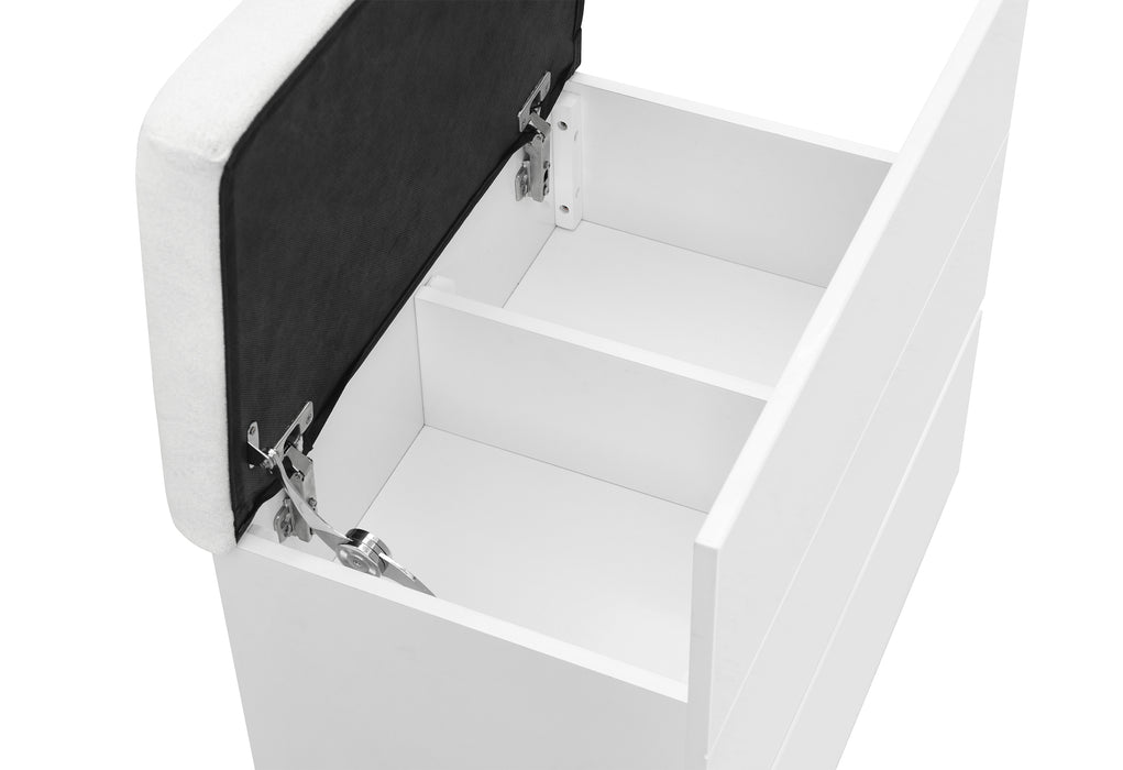 ELLA WHITE VANITY SET WITH STORAGE STOOL - De Avenue Furniture