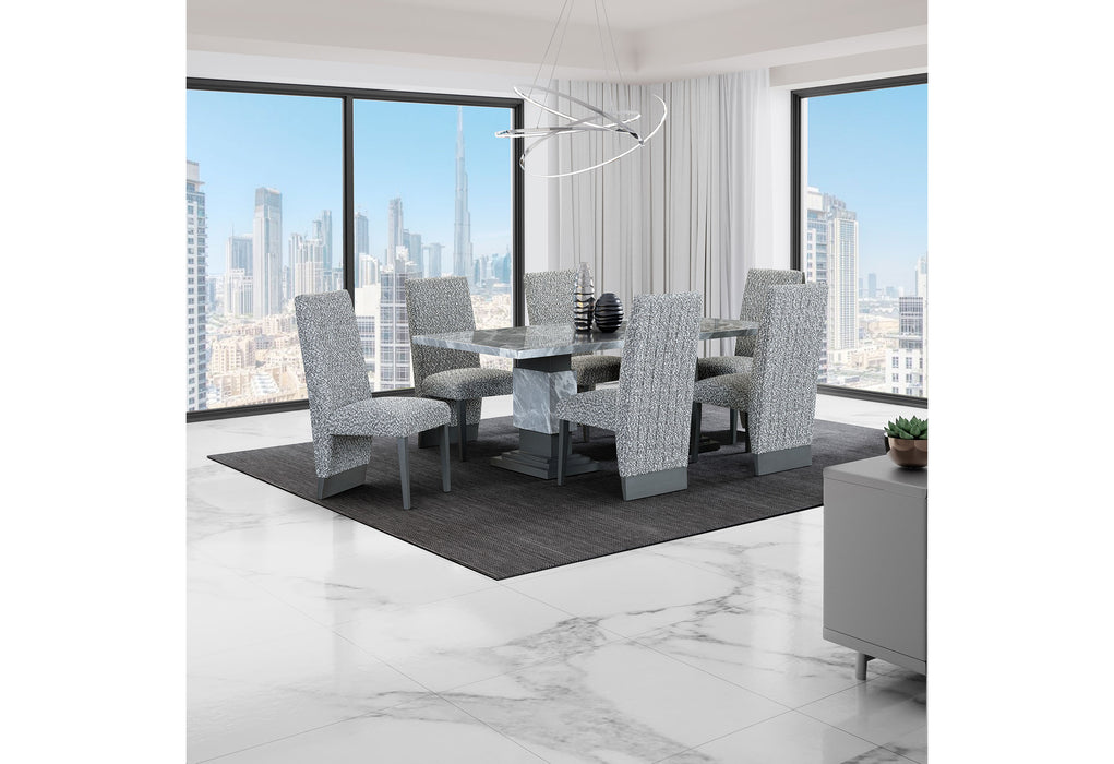 D1212 DINING TABLE + 8 D12DC WHITE/GREY - De Avenue Furniture