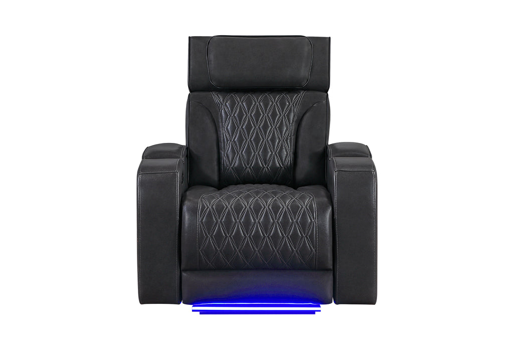 U8611 BLANCHE CHARCOAL POWER RECLINER WITH POWER HEADREST AND LED - De Avenue Furniture