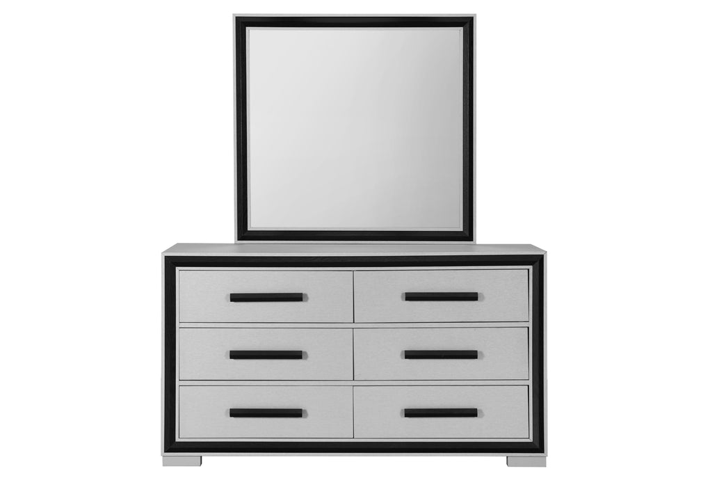 AMELIA GREY/BLACK FULL BED, DRESSER, MIRROR AND NIGHTSTAND - De Avenue Furniture
