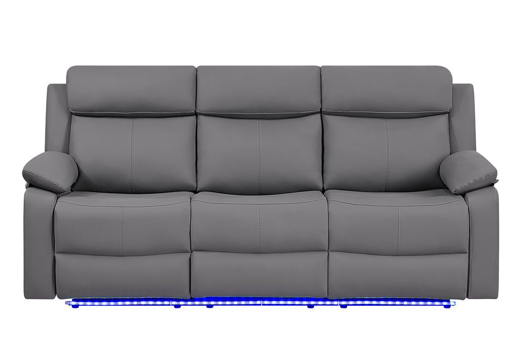 U6026 GREY PU 46A RECLINING SOFA WITH LED - De Avenue Furniture