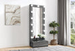 LEXI GREY TALL MIRROR WITH DRAWER AND SPEAKERS - De Avenue Furniture