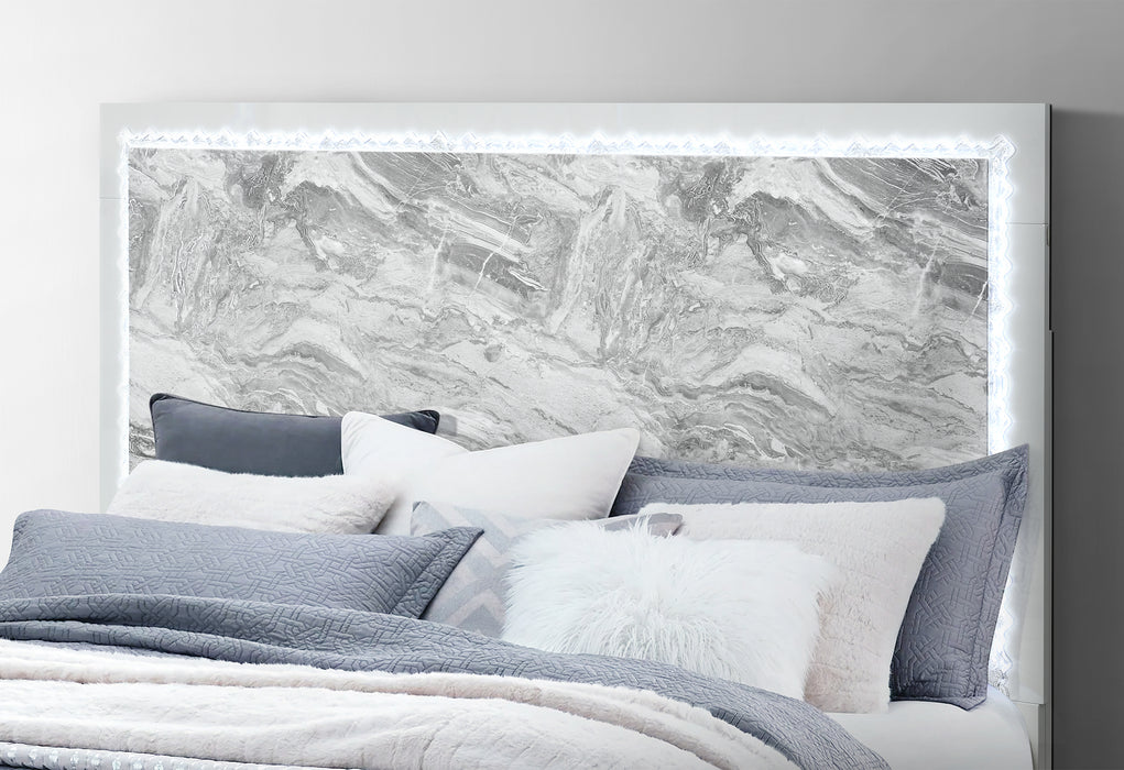 NAOMI SILVER MARBLE FULL BED GROUP - De Avenue Furniture