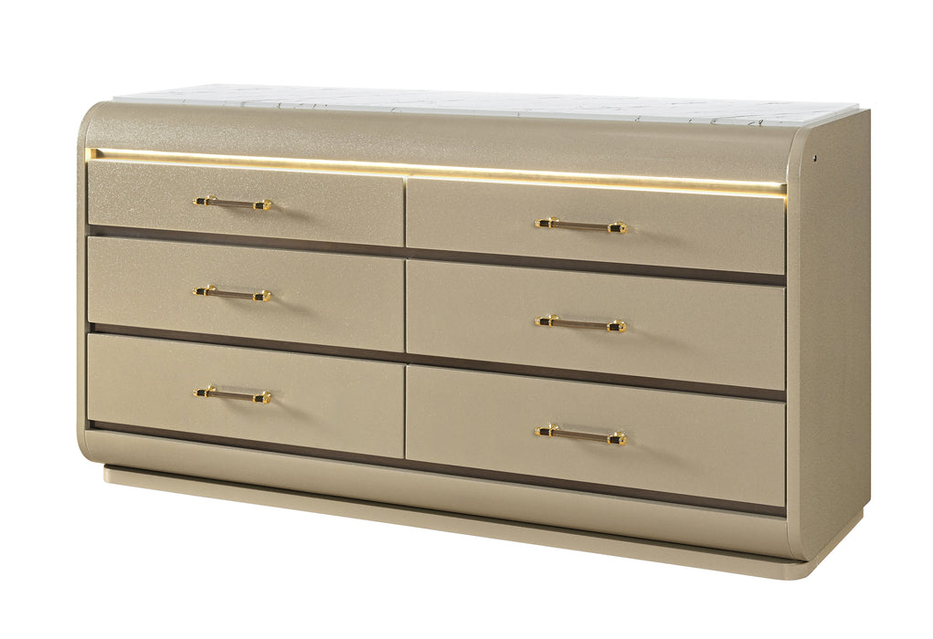 GENESIS GOLD DRESSER WITH LED - De Avenue Furniture