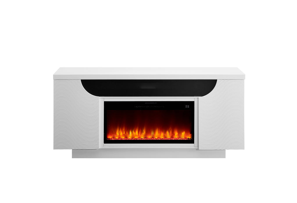 AILEEN WHITE 76" ENT UNIT W/LED, SPEAKERS, CRYSTAL AND POP-UP DOORS - De Avenue Furniture