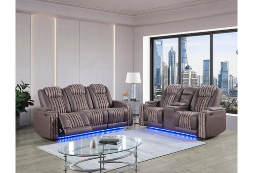 U8000 BROWN PWR REC SOFA/PWR CONSOLE REC LOVESEAT W/PHR - De Avenue Furniture