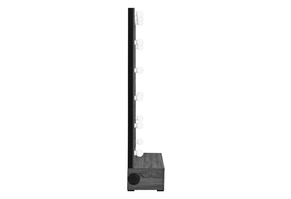LEXI GREY TALL MIRROR WITH DRAWER AND SPEAKERS - De Avenue Furniture