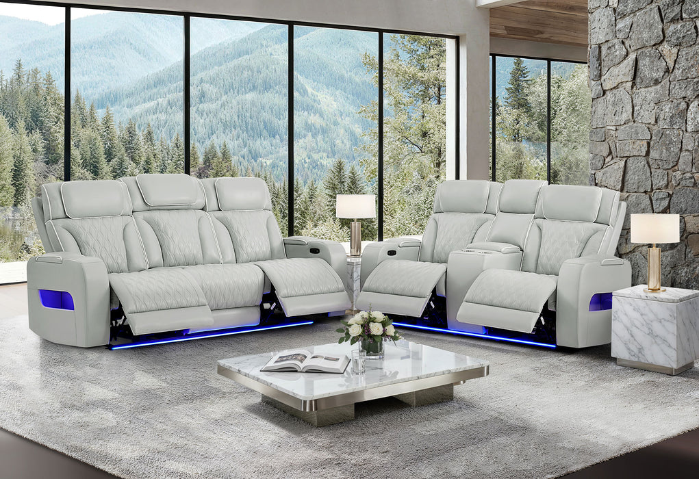 U8611 BLANCHE SILVER P2 PWR REC SOFA/PWR CONSOLE REC LOVESEAT - De Avenue Furniture