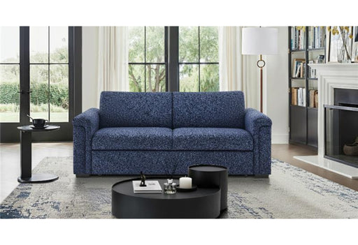 U0211 NAVY PULL OUT SOFA BED WITH LED ACRYLIC SHELVES AND SPEAKERS - De Avenue Furniture