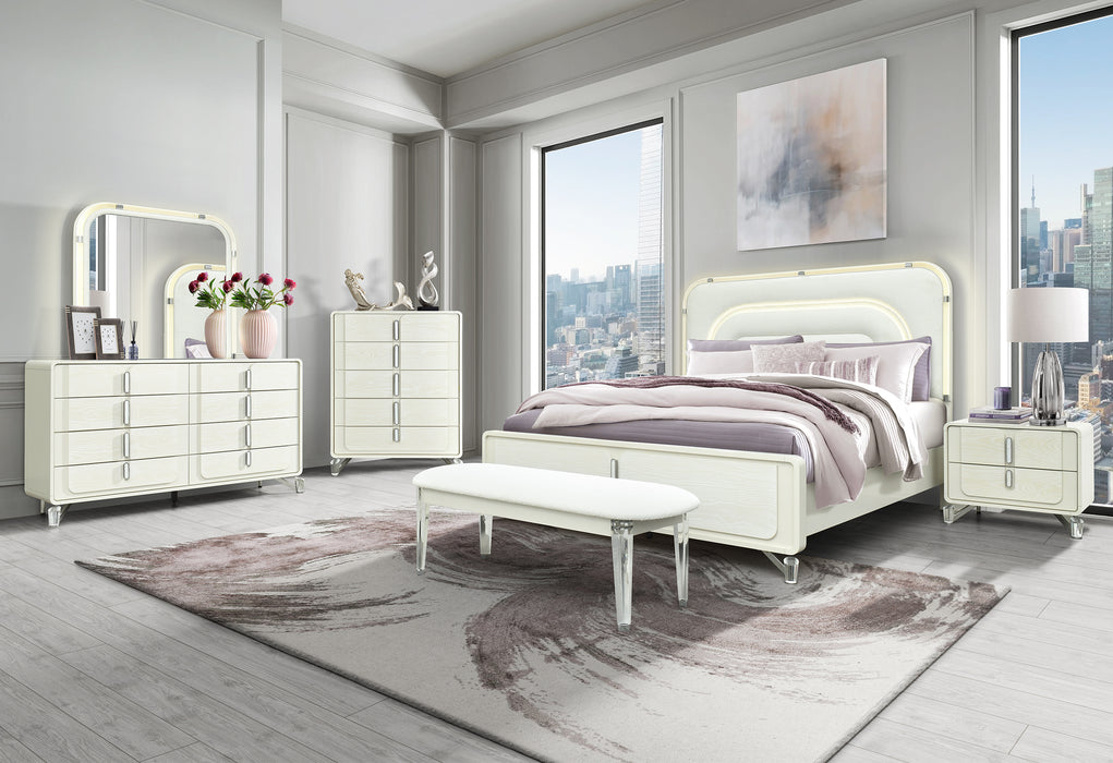 LYRA BEIGE KING BED WITH LED - De Avenue Furniture