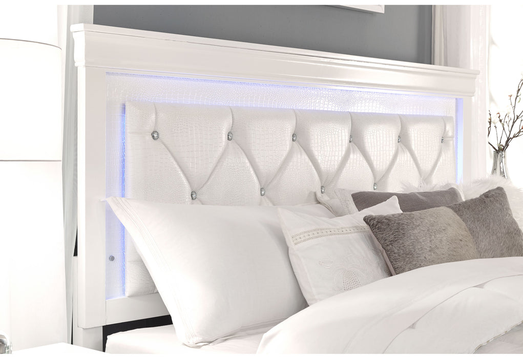 POMPEI METALLIIC WHITE KING BED WITH LED - De Avenue Furniture