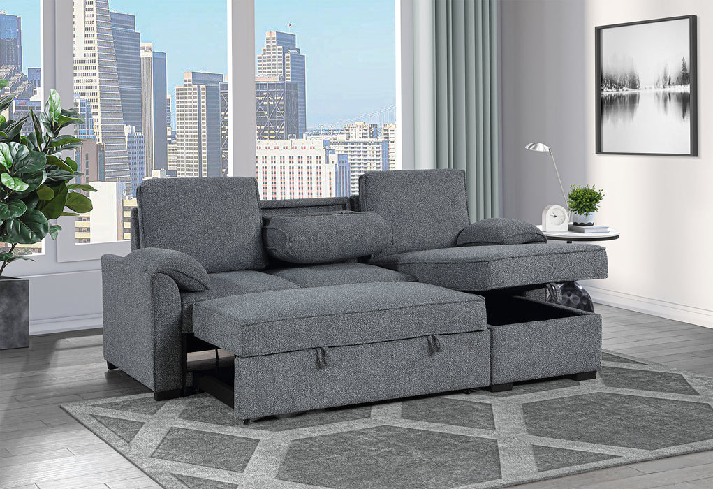 U0808 DARK GREY REVERSIBLE SOFA BED - De Avenue Furniture