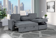 U0808 DARK GREY REVERSIBLE SOFA BED - De Avenue Furniture