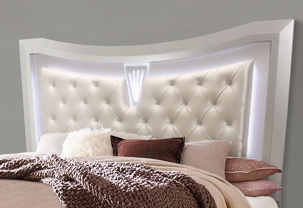 PARIS CHAMPAGNE QUEEN BED GROUP WITH LED - De Avenue Furniture