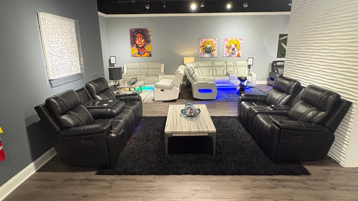 U8881/U8880 BLACK LEATHER PWR REC SOFA/PWR CON REC LOVESEAT/PWR REC - De Avenue Furniture