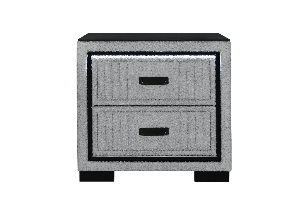 ISABELLA GREY NIGHTSTAND WITH LED - De Avenue Furniture
