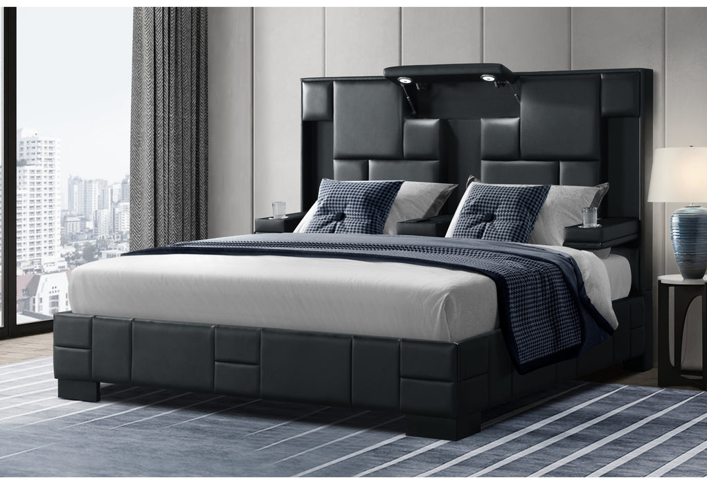 OSCAR BLACK KING BED NO WOOD TRIM - De Avenue Furniture