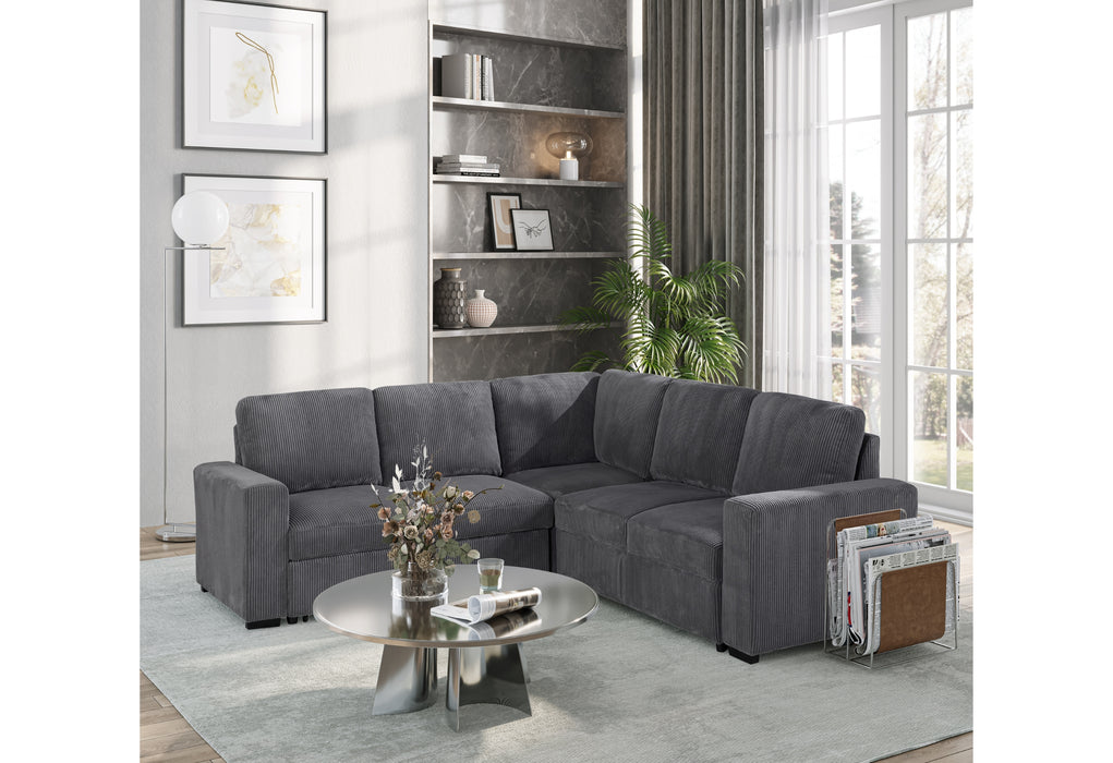 U2660 GREY SECTIONAL W/O CHAISE AND W/ PULLOUT SOFA BED - De Avenue Furniture