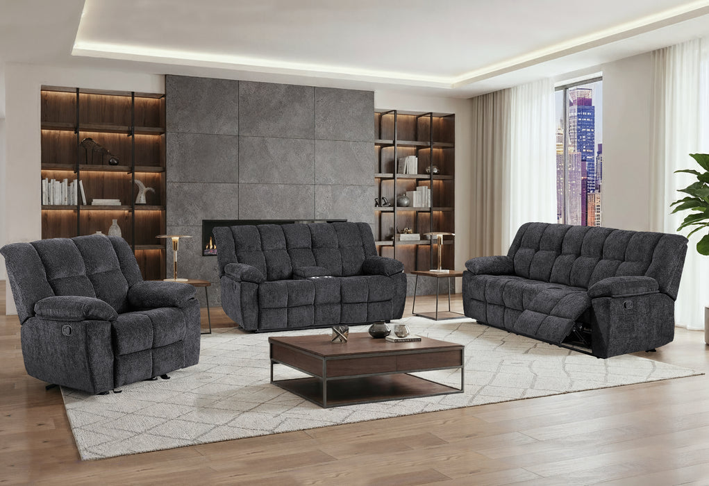 U6000 BLACK CONSOLE RECLINING LOVESEAT - De Avenue Furniture