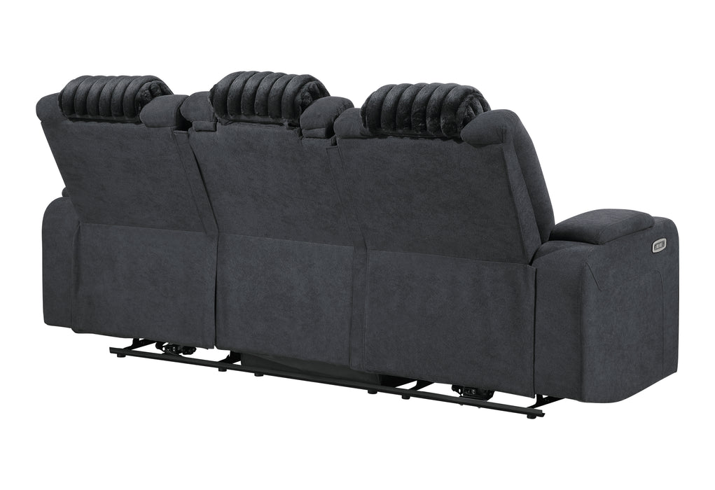 U8000 BLACK PWR REC SOFA W/PHR, DDT, READING LIGHT & LED LIGHT - De Avenue Furniture
