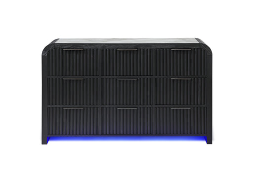 BECKETT WHT/BLK DRESSER W/ LED - De Avenue Furniture