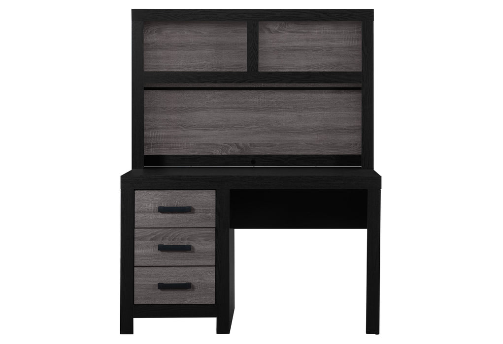 LISBON GREY/BLACK BOOKCASE TWIN BED, DRESSER, MIRROR AND NIGHTSTAND - De Avenue Furniture