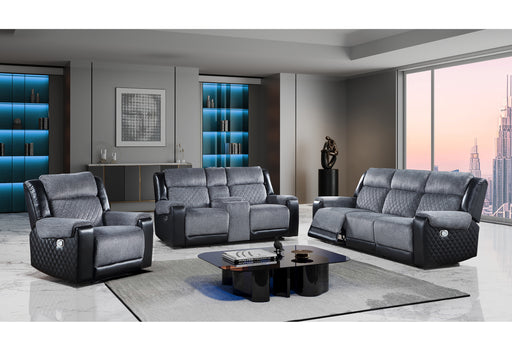 U5914/U5915 GREY/BLACK REC SOFA/CRLS W/IMMERSIVE SOUND & BLUE LED/REC - De Avenue Furniture