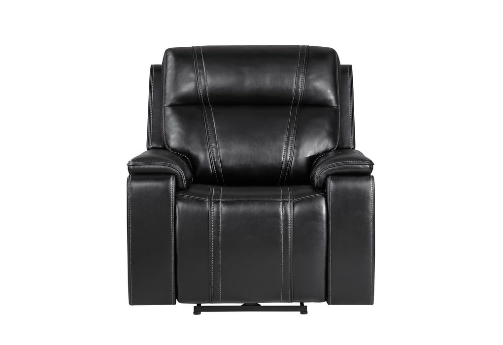 U8880 BLACK LEATHER POWER RECLINER - De Avenue Furniture