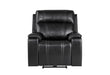 U8880 BLACK LEATHER POWER RECLINER - De Avenue Furniture