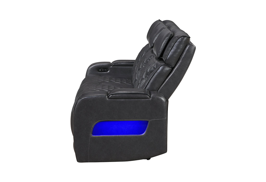 U8611 BLANCHE CHARCOAL POWER RECLINING SOFA WITH PHR AND LED - De Avenue Furniture
