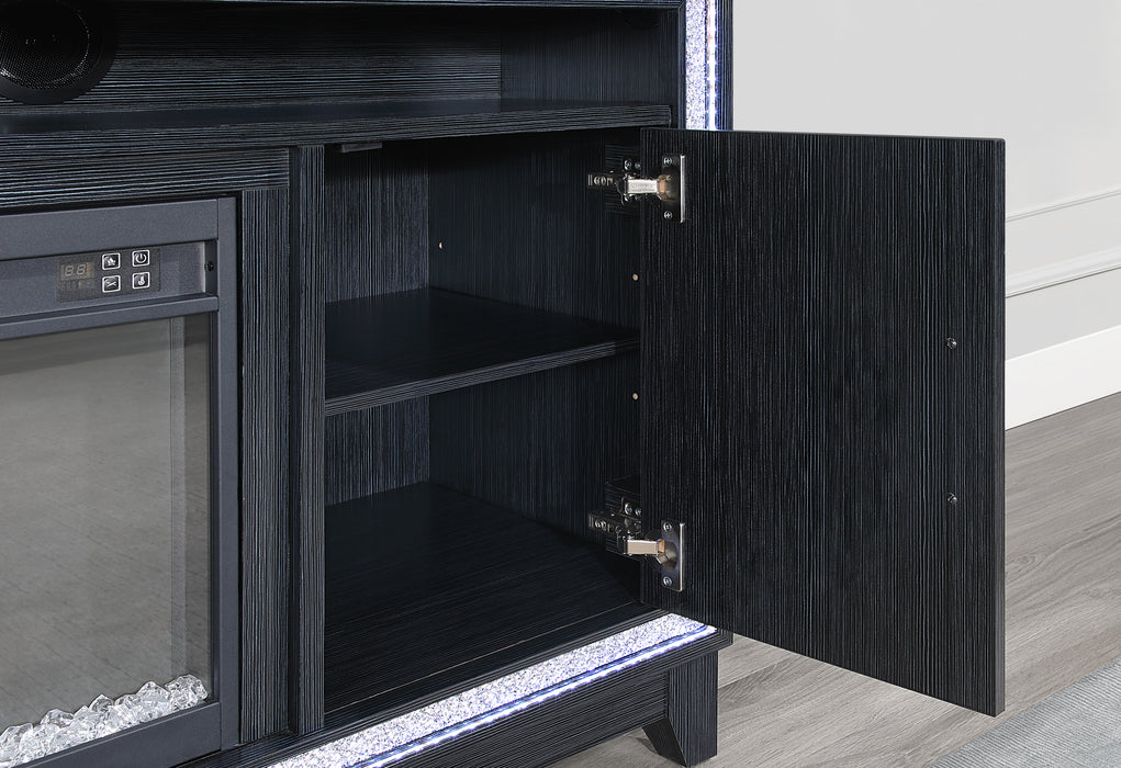 LILY DARK GREY ENT UNIT 72 INCH W/ LED, SPEAKERS, CRYSTAL INSERTS - De Avenue Furniture